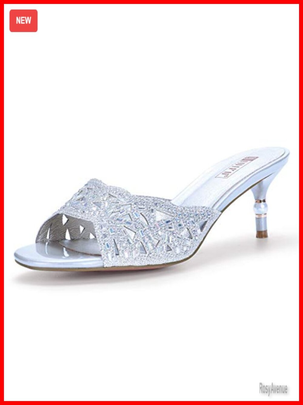 IDIFU Womens Low Kitten Heel Peep Toe Slide Mule Wedding Sandals